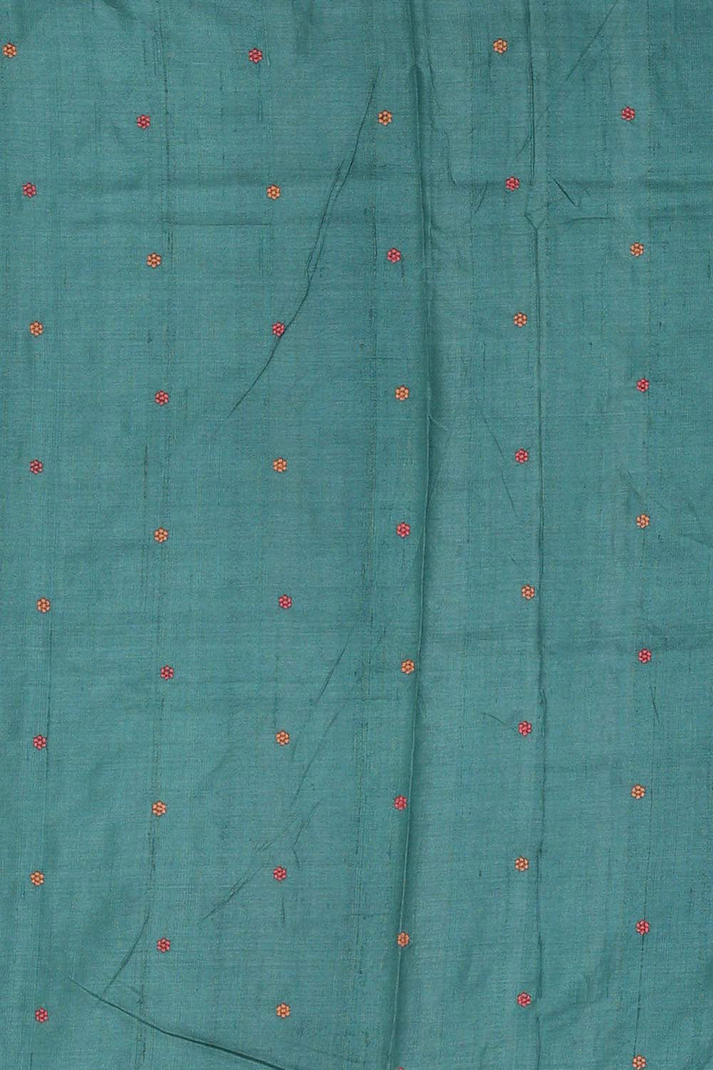 Embroidered Tussar Silk Teal Blue Saree