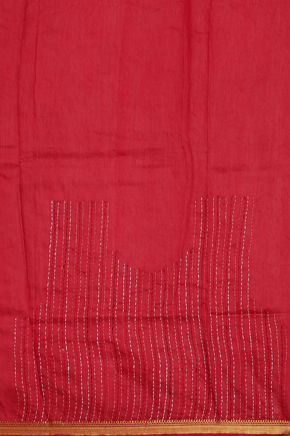 Embroidered Tussar Silk Pinkish Red Saree