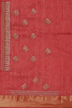 Image of Embroidered Tussar Silk Red Saree