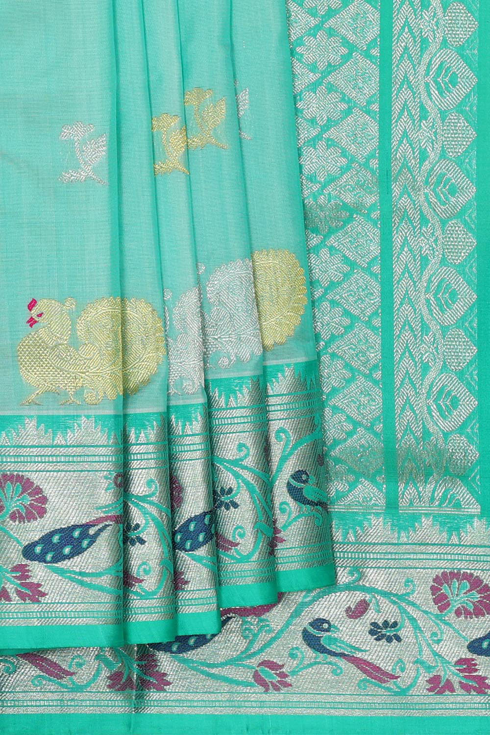 Venkatagiri Silk Light Sea Green Saree