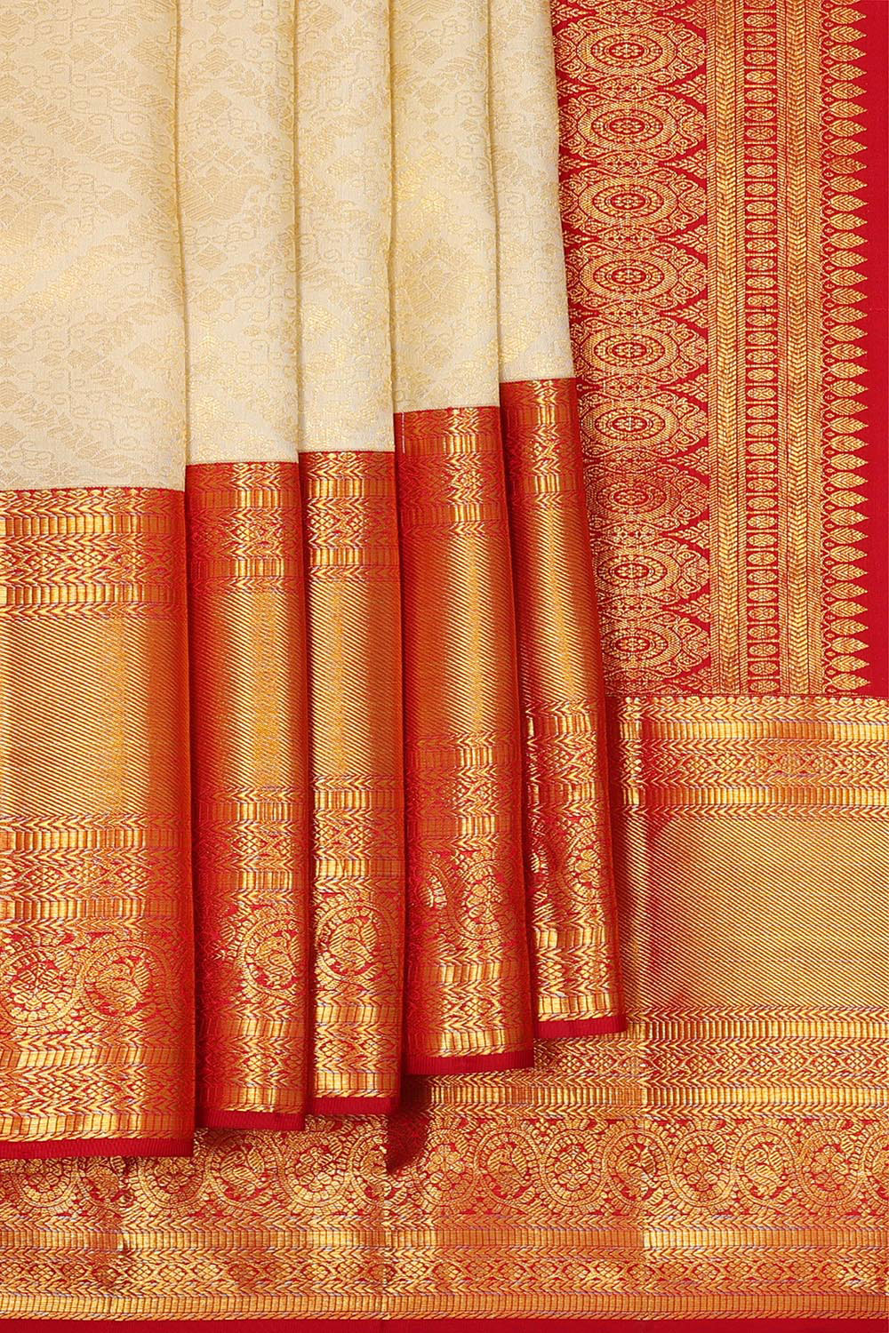 Kanchipattu Cream Brocade Saree