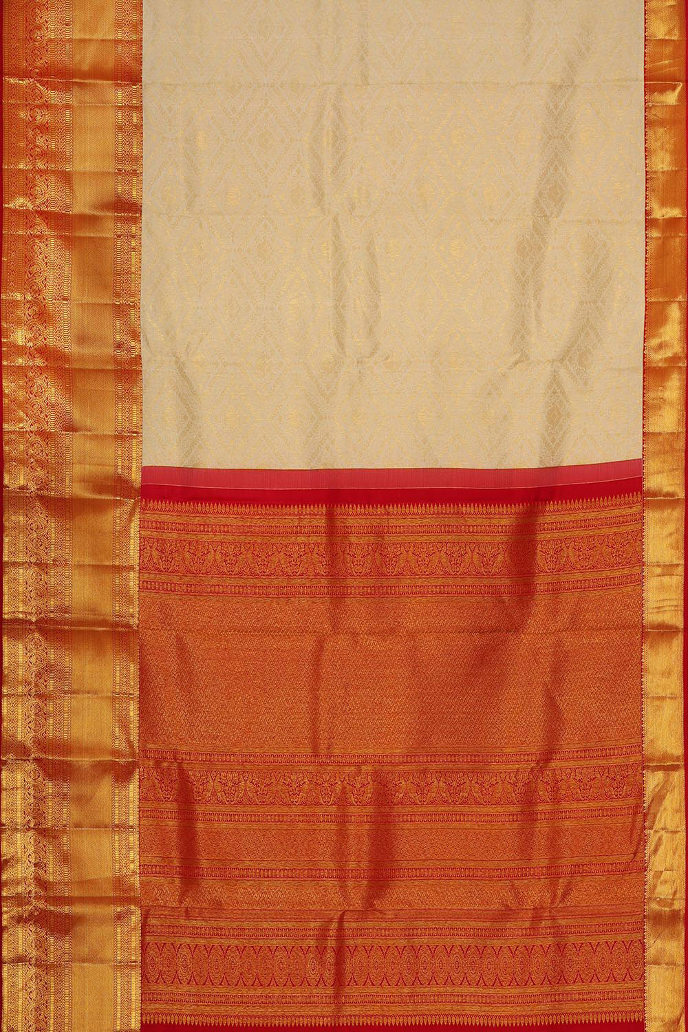 Kanchipattu Cream Brocade Saree