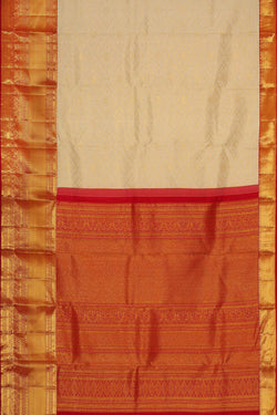 Image of Kanchipattu Cream Brocade Saree