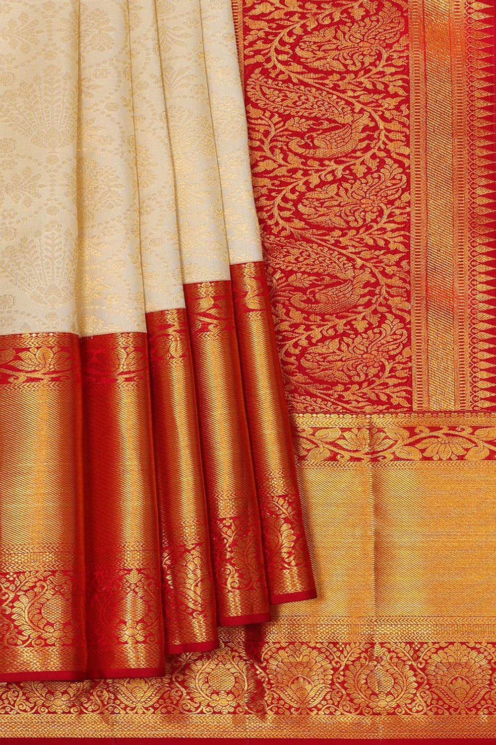 Kanchipattu Cream Brocade Saree