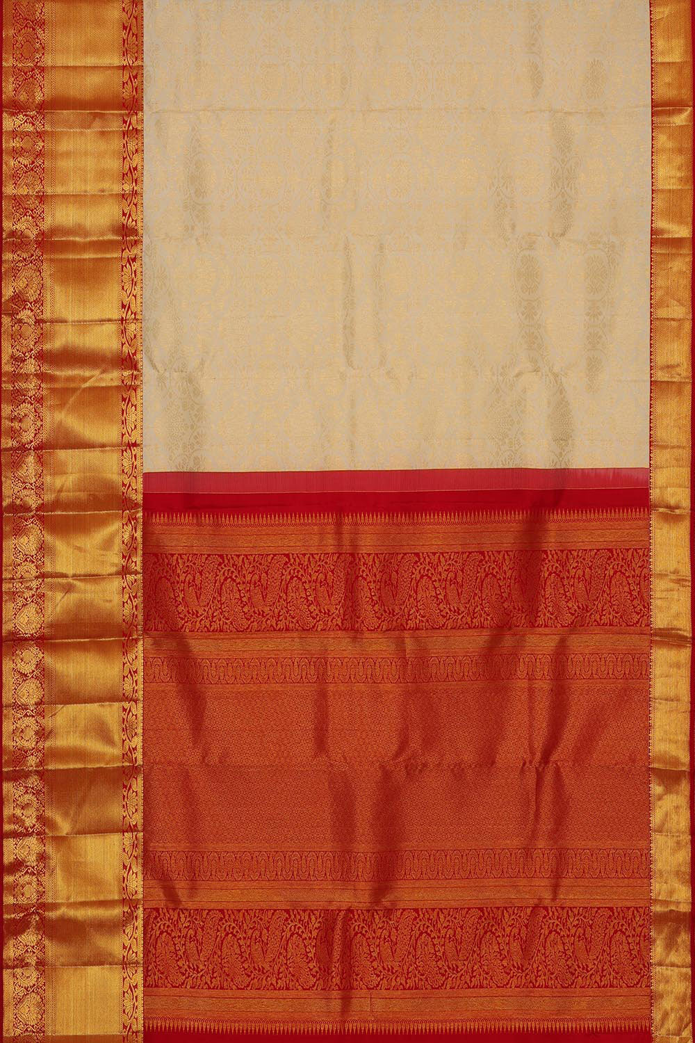 Kanchipattu Cream Brocade Saree