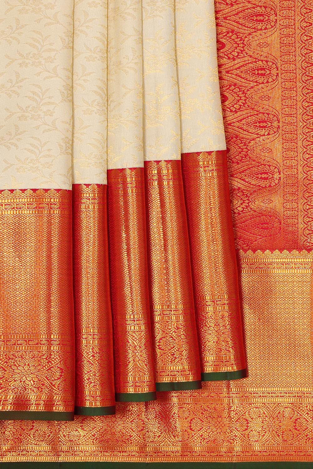 Kanchipattu Cream Brocade Saree