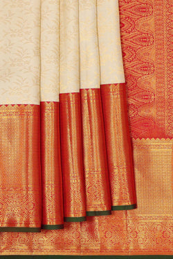 Image of Kanchipattu Cream Brocade Saree