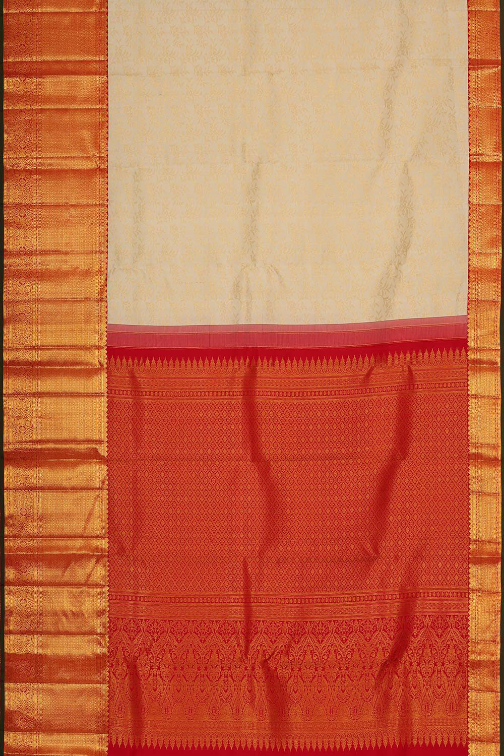 Kanchipattu Cream Brocade Saree