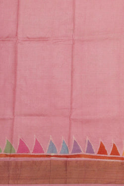 Image of Printed Tussar Silk Baby Pink Saree