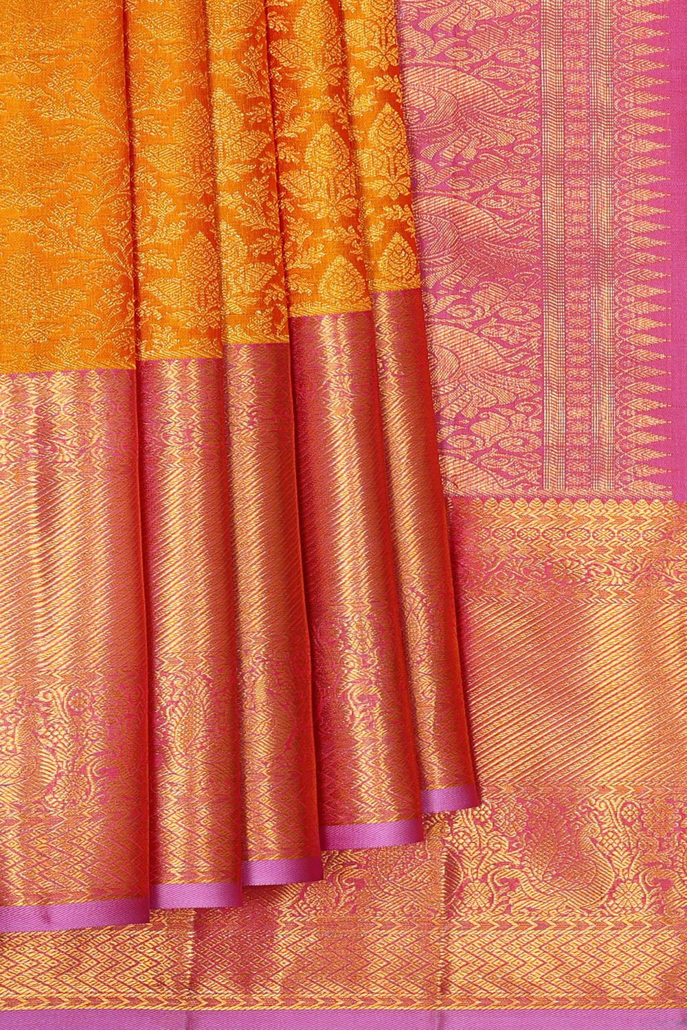 Kanchipattu Orange Brocade Saree