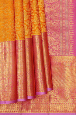 Image of Kanchipattu Orange Brocade Saree