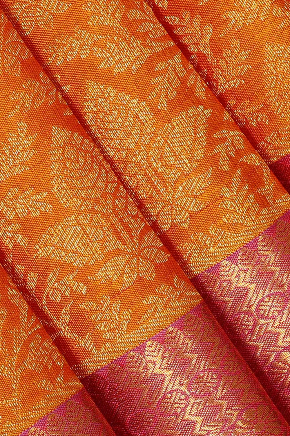 Kanchipattu Orange Brocade Saree