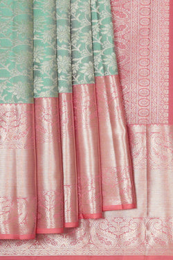 Image of Kanchipattu Light Mint Green Brocade Saree