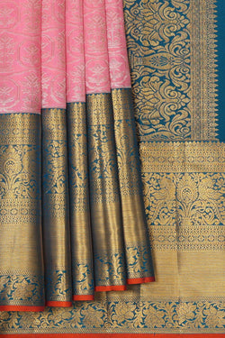 Image of Kanchipattu Pink Brocade Saree