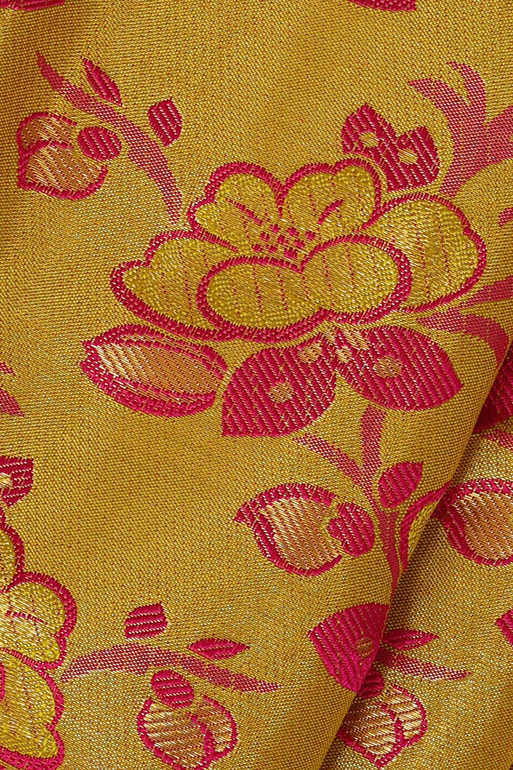 Image of Kanchipattu Golden Yellow Tissue Brocade Saree
