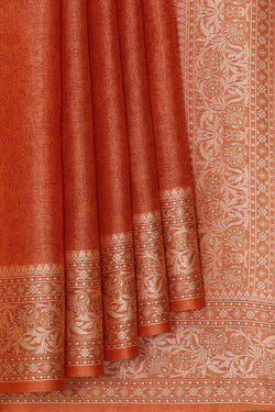 Image of Tussar Silk Brownish Red Saree