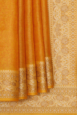 Image of Tussar Silk Mustard Yellow Saree