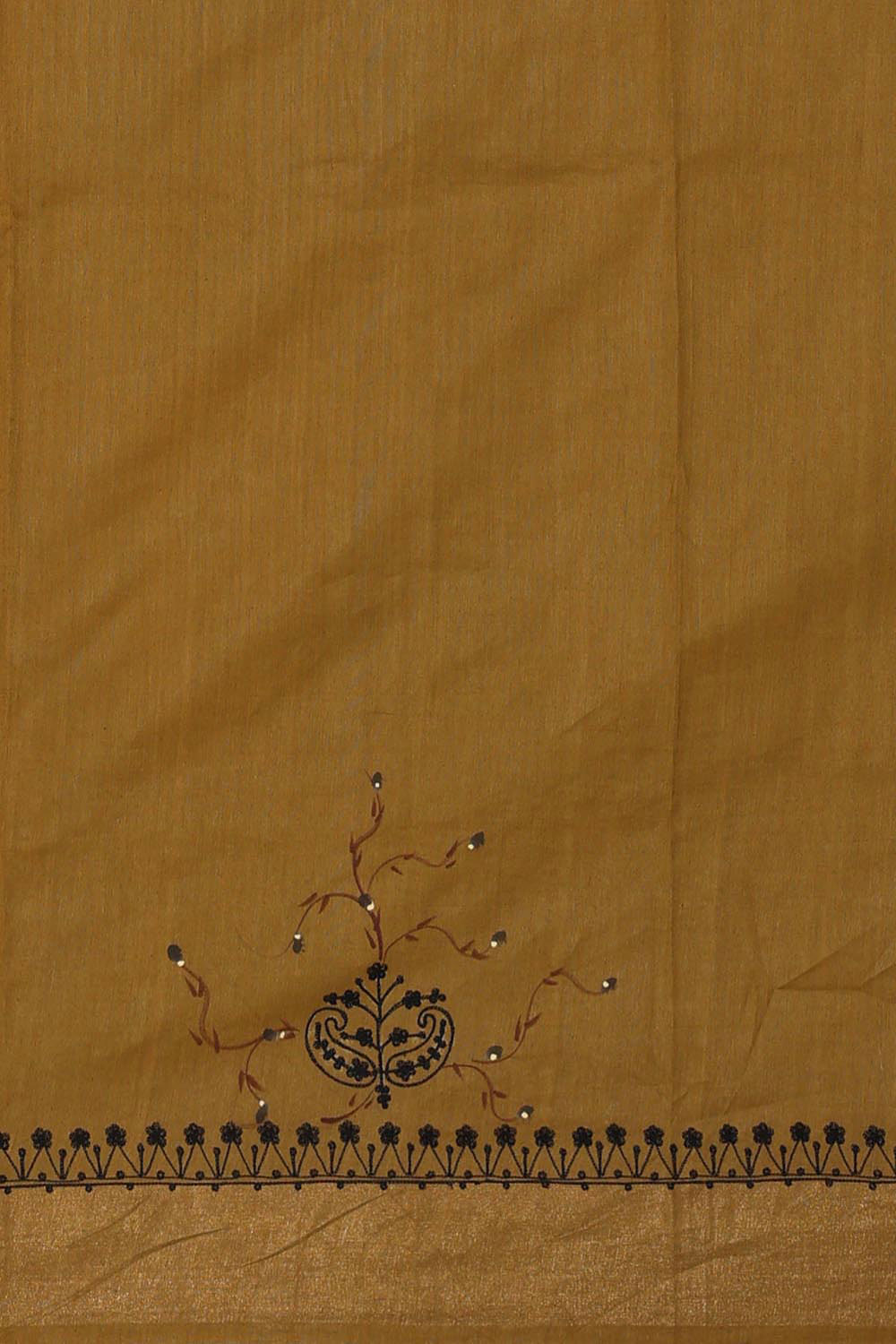 Image of Printed Tussar Silk Creamy Golden Saree