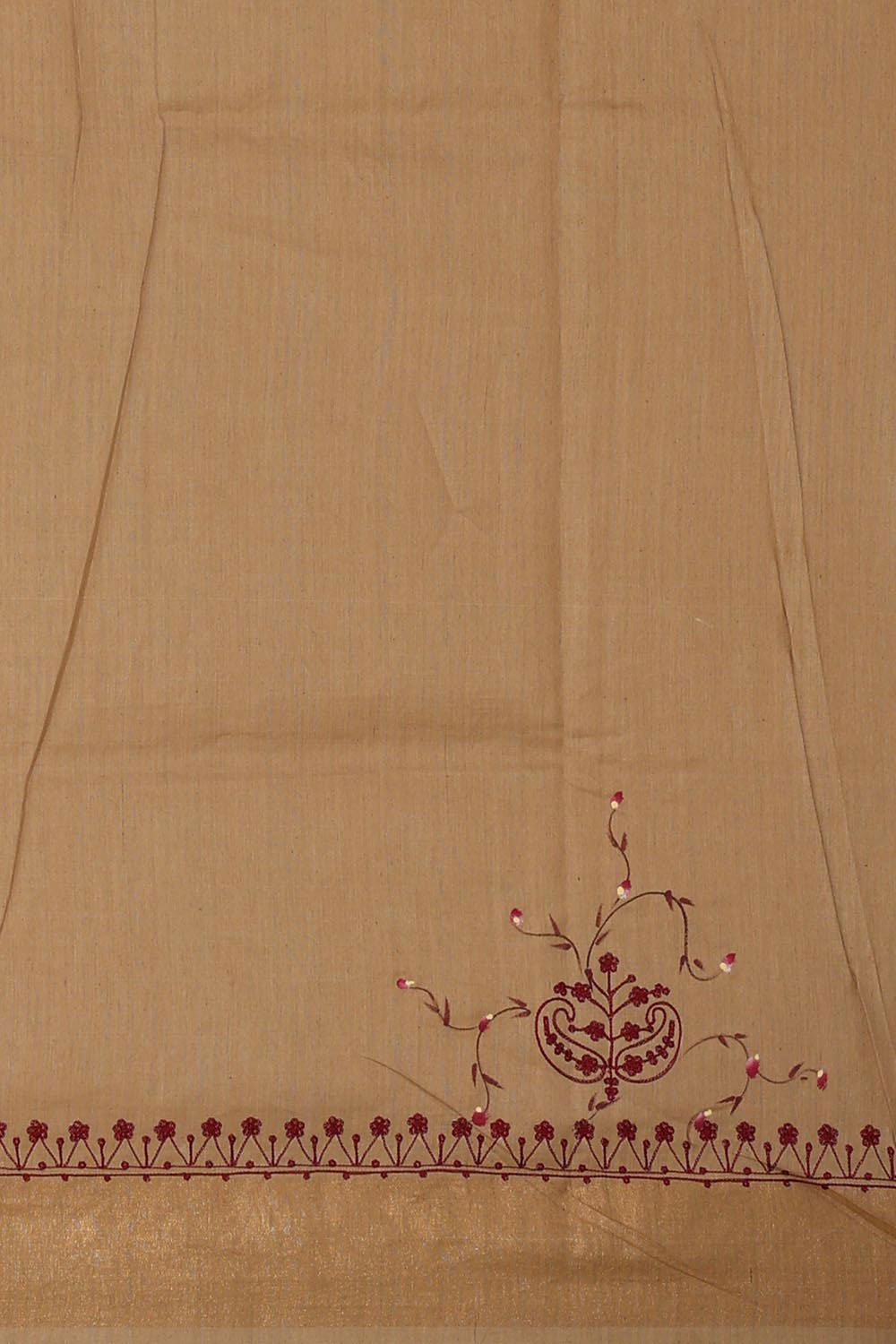 Image of Printed Tussar Silk Cream Saree