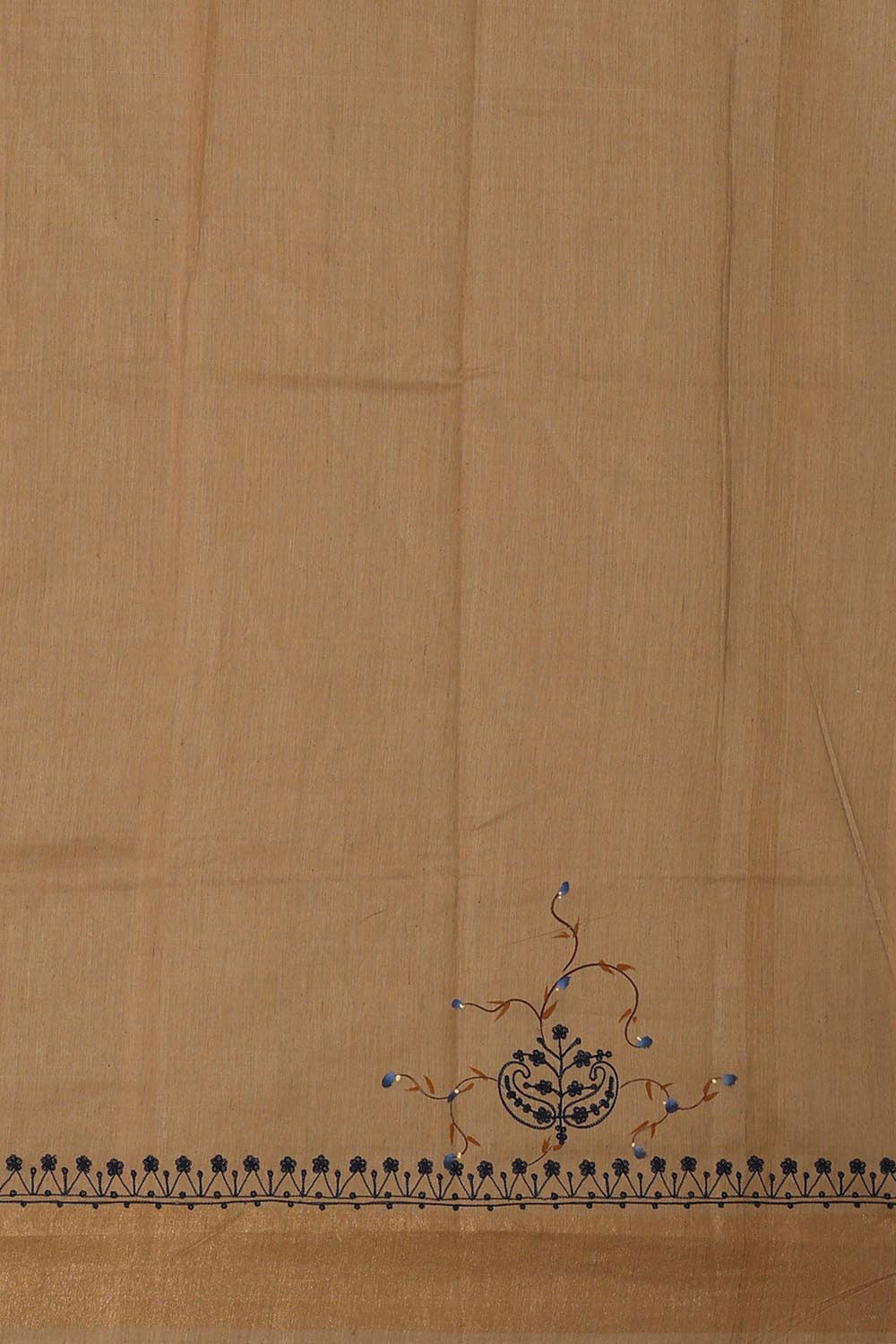 Printed Tussar Silk Cream Saree