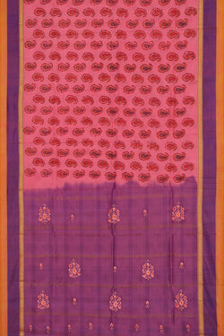 Image of Printed Pink Silk Saree