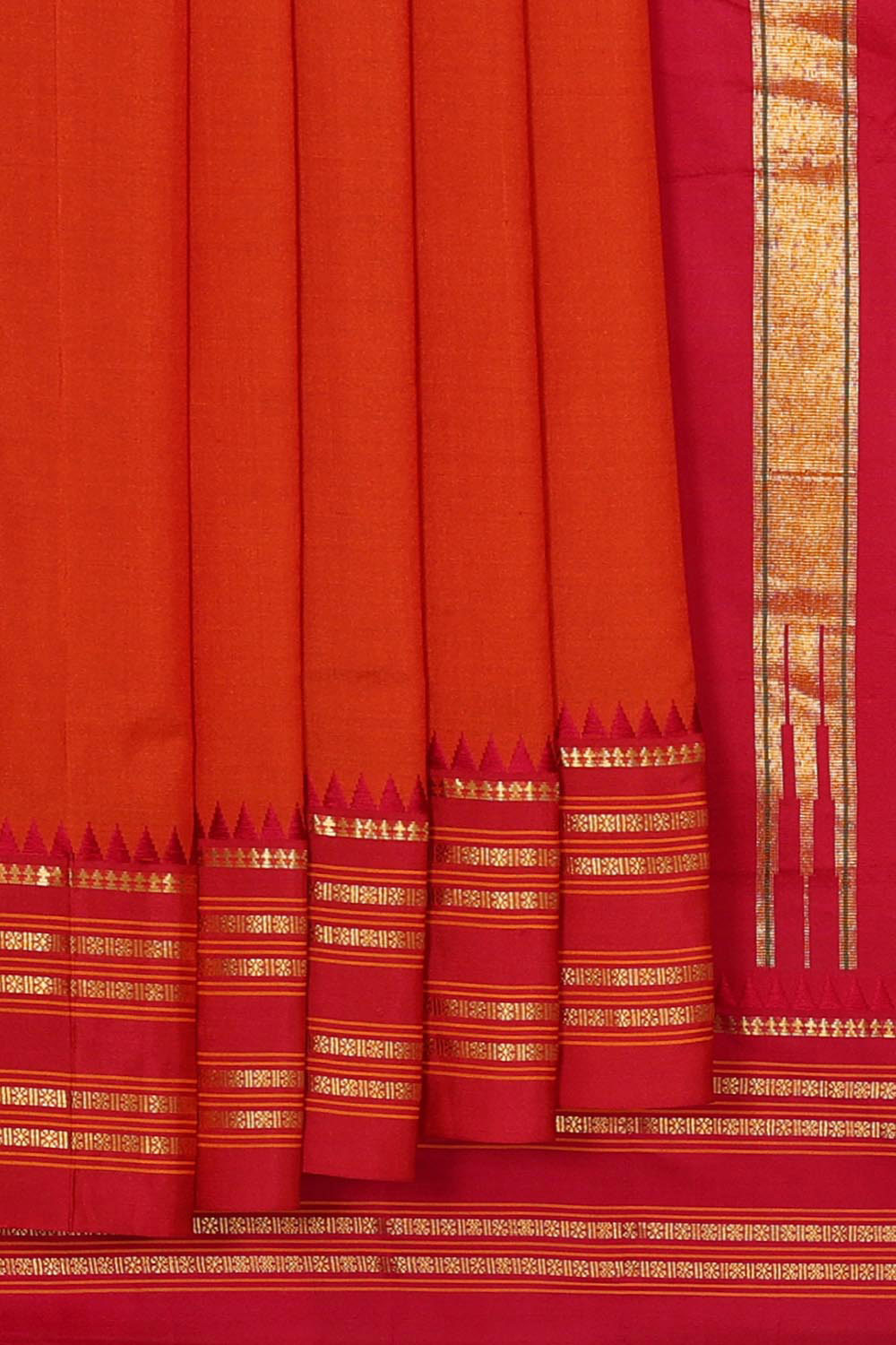 Narayanpet Silk Dark Orange Saree