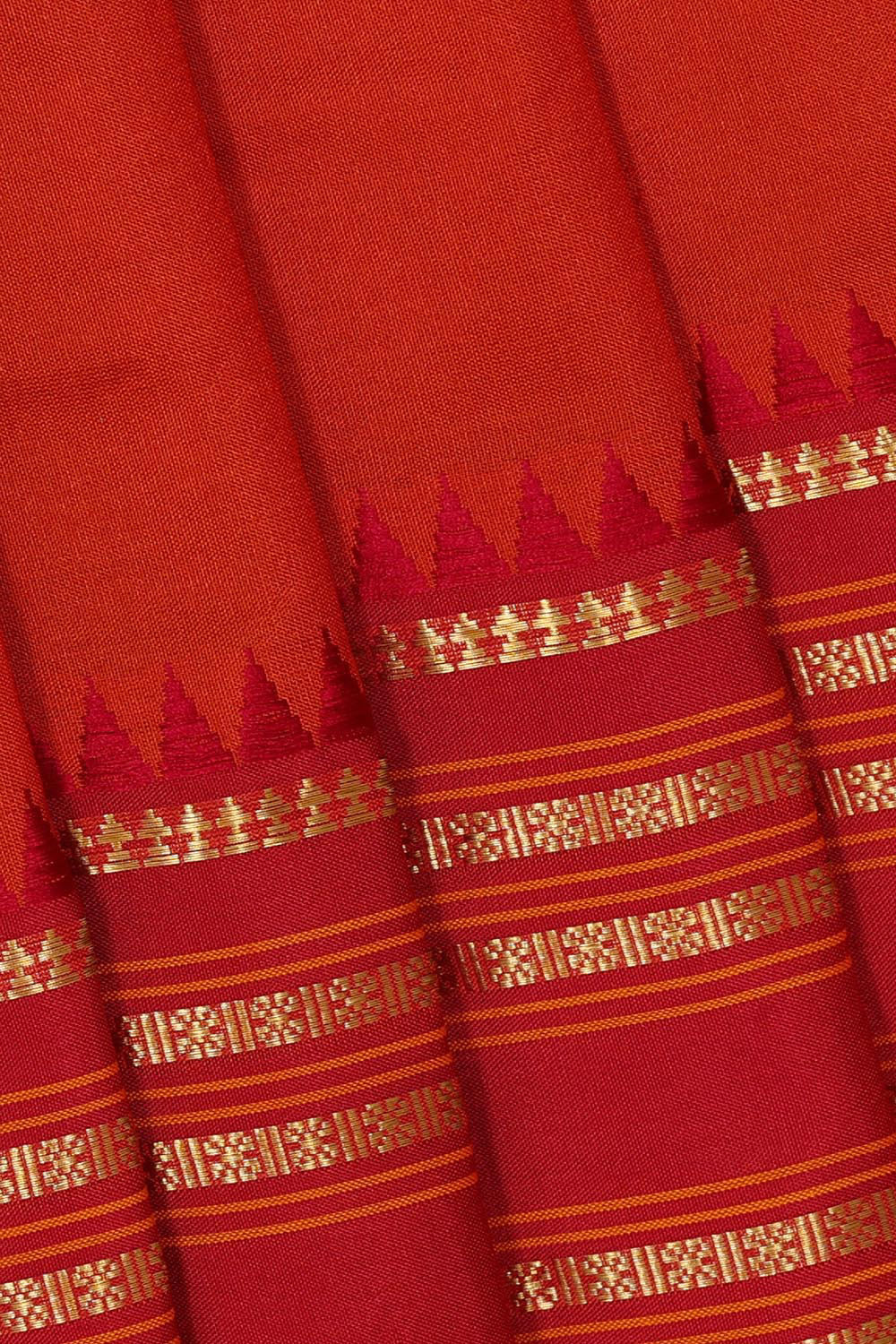 Narayanpet Silk Dark Orange Saree