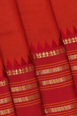 Image of Narayanpet Silk Dark Orange Saree