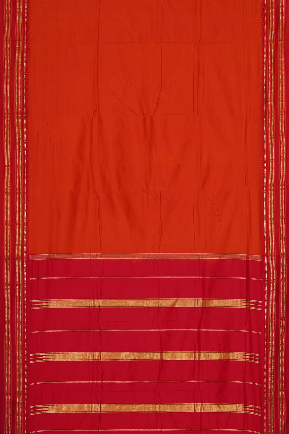 Narayanpet Silk Dark Orange Saree