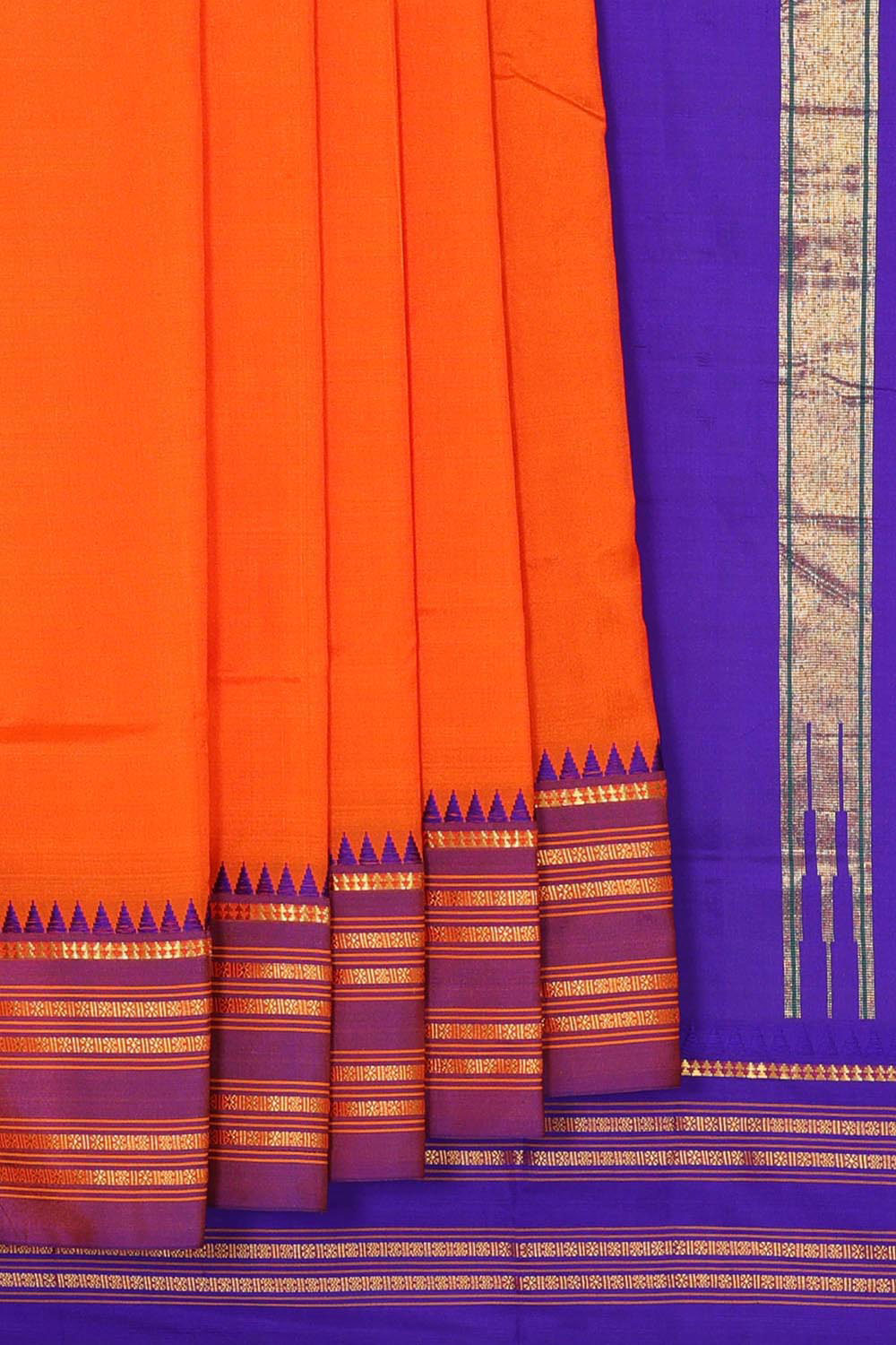 Narayanpet Silk Orange Saree