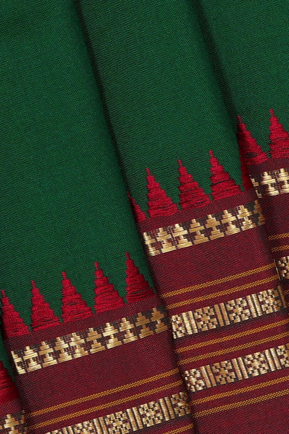 Narayanpet Silk Dark Green Saree