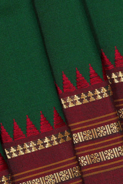 Image of Narayanpet Silk Dark Green Saree