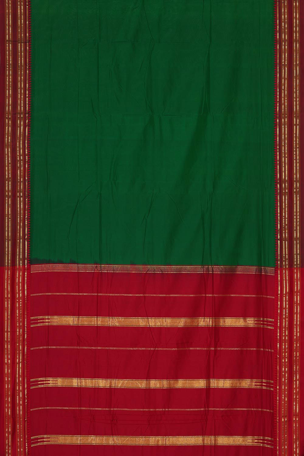 Narayanpet Silk Dark Green Saree