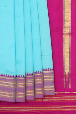 Image of Narayanpet Silk Light Blue Saree