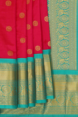 Image of Narayanpet Silk Reddish Pink Saree