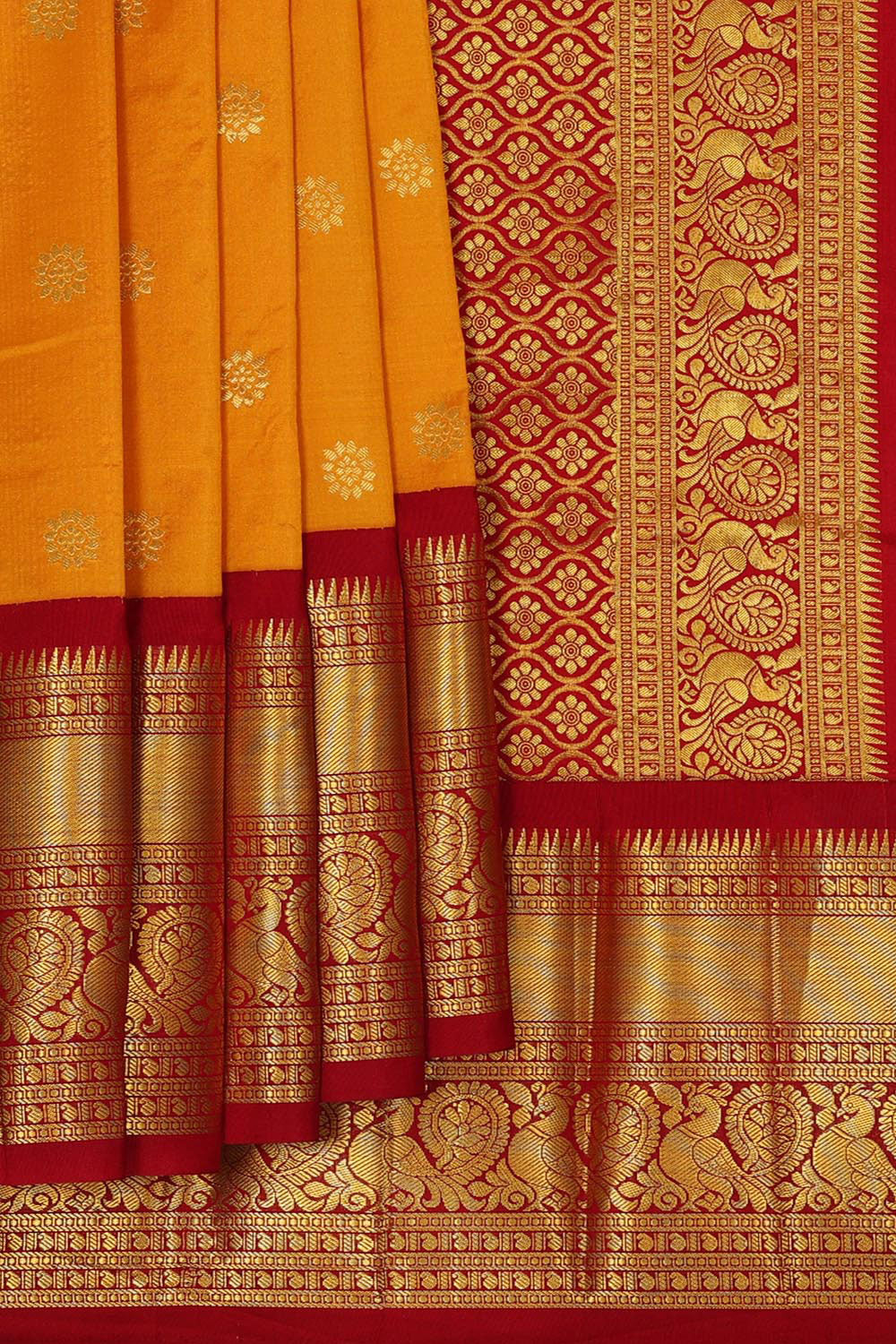 Narayanpet Silk Mustard Yellow Saree