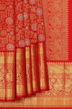 Image of Kanchipattu Red Brocade Saree