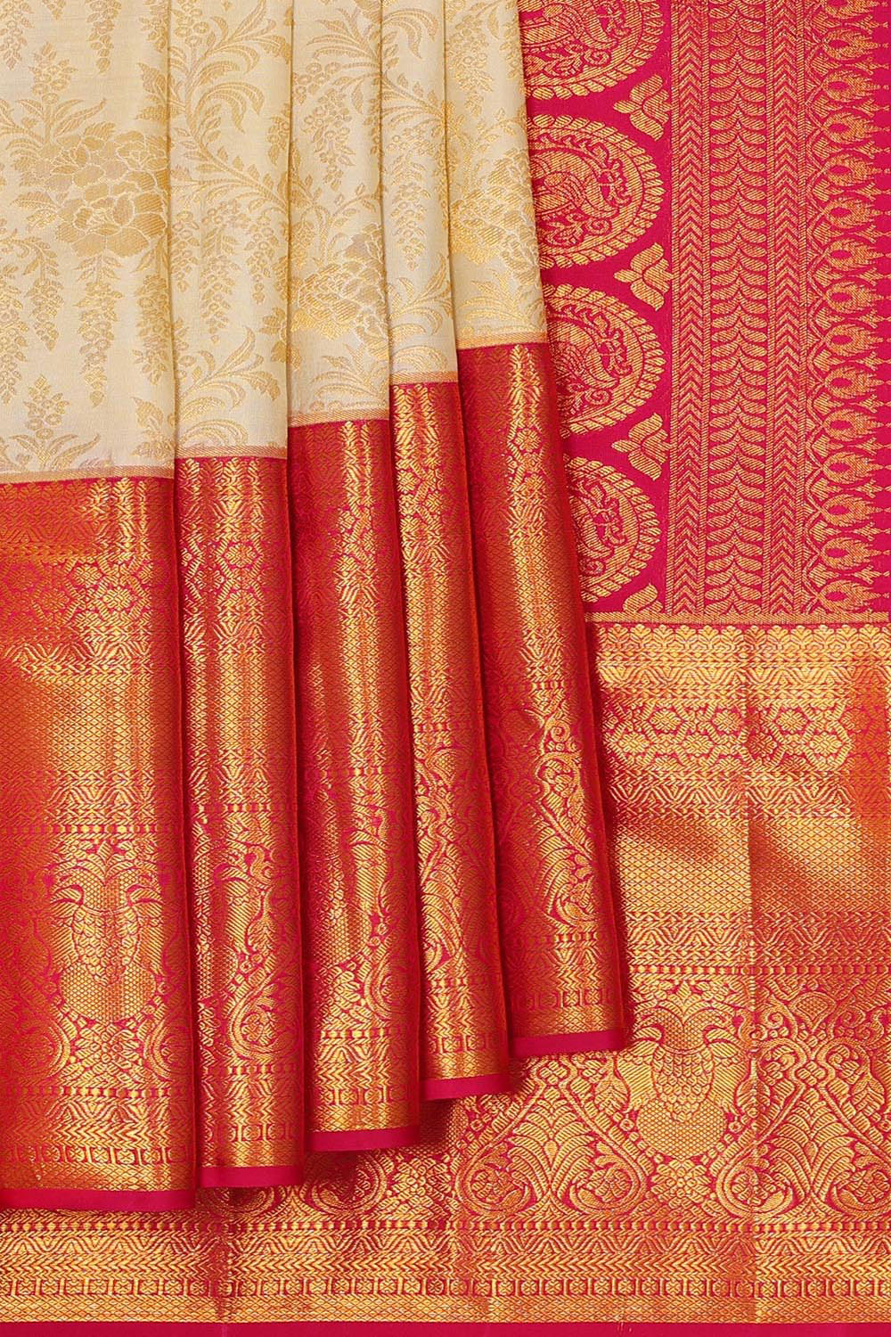 Kanchipattu Cream Brocade Saree