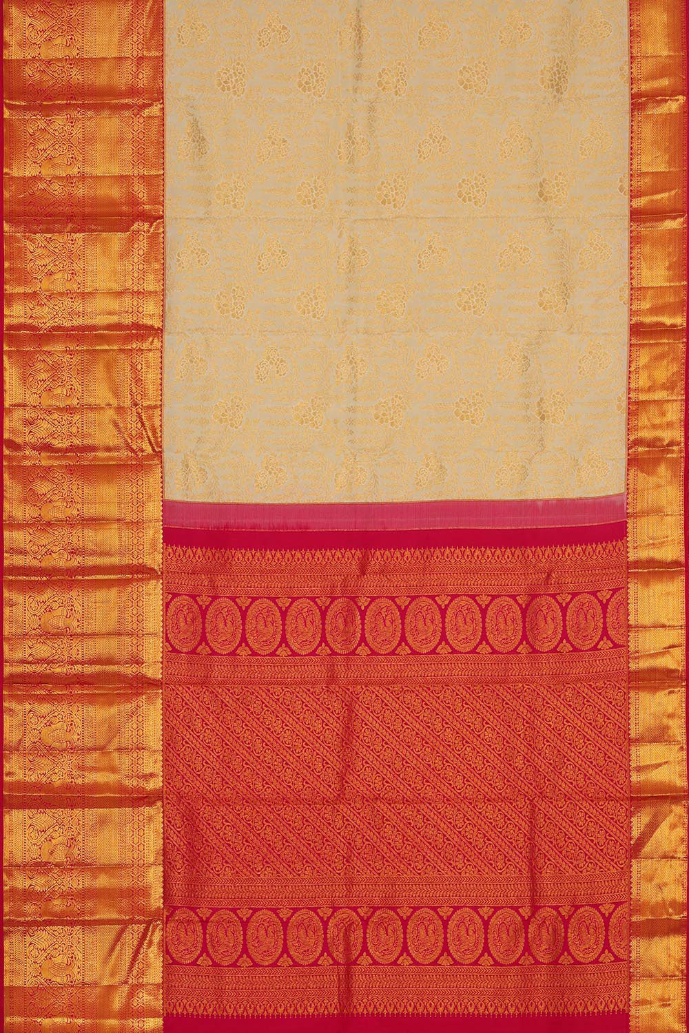 Kanchipattu Cream Brocade Saree