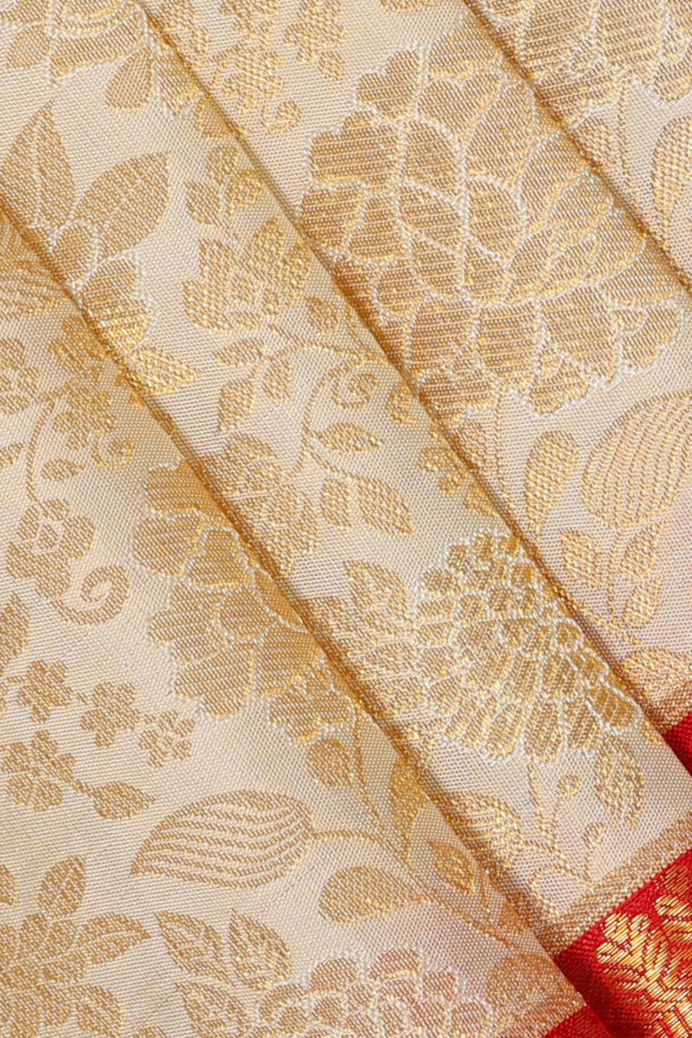 Kanchipattu Cream Brocade Saree