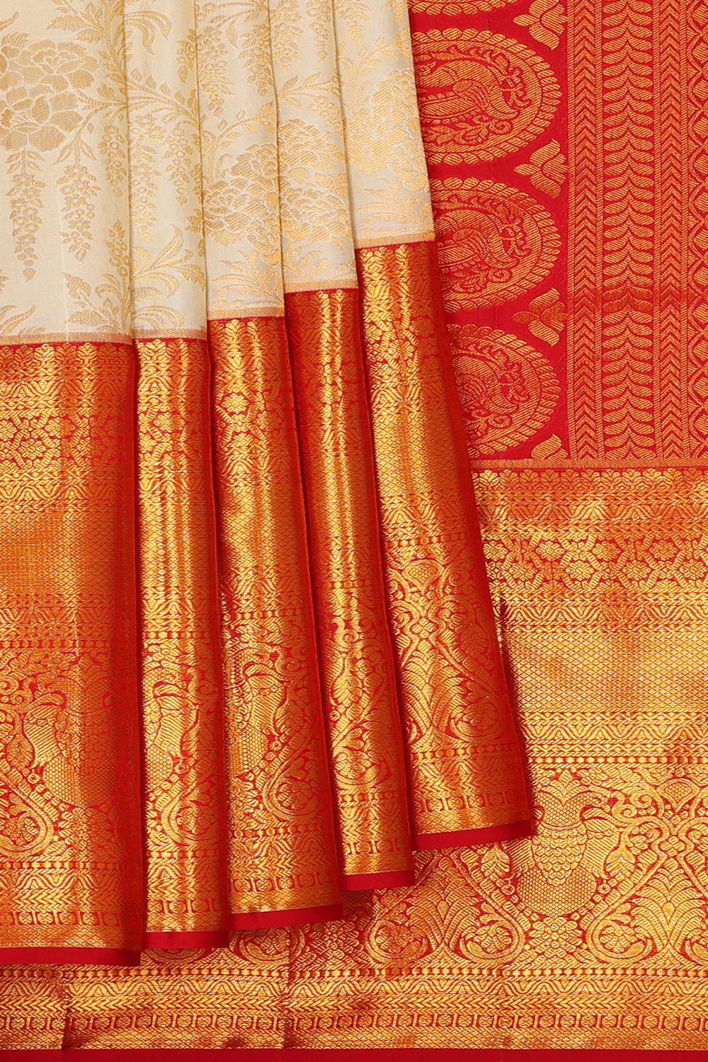 Kanchipattu Cream Brocade Saree