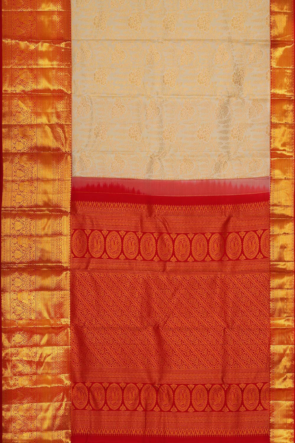 Kanchipattu Cream Brocade Saree