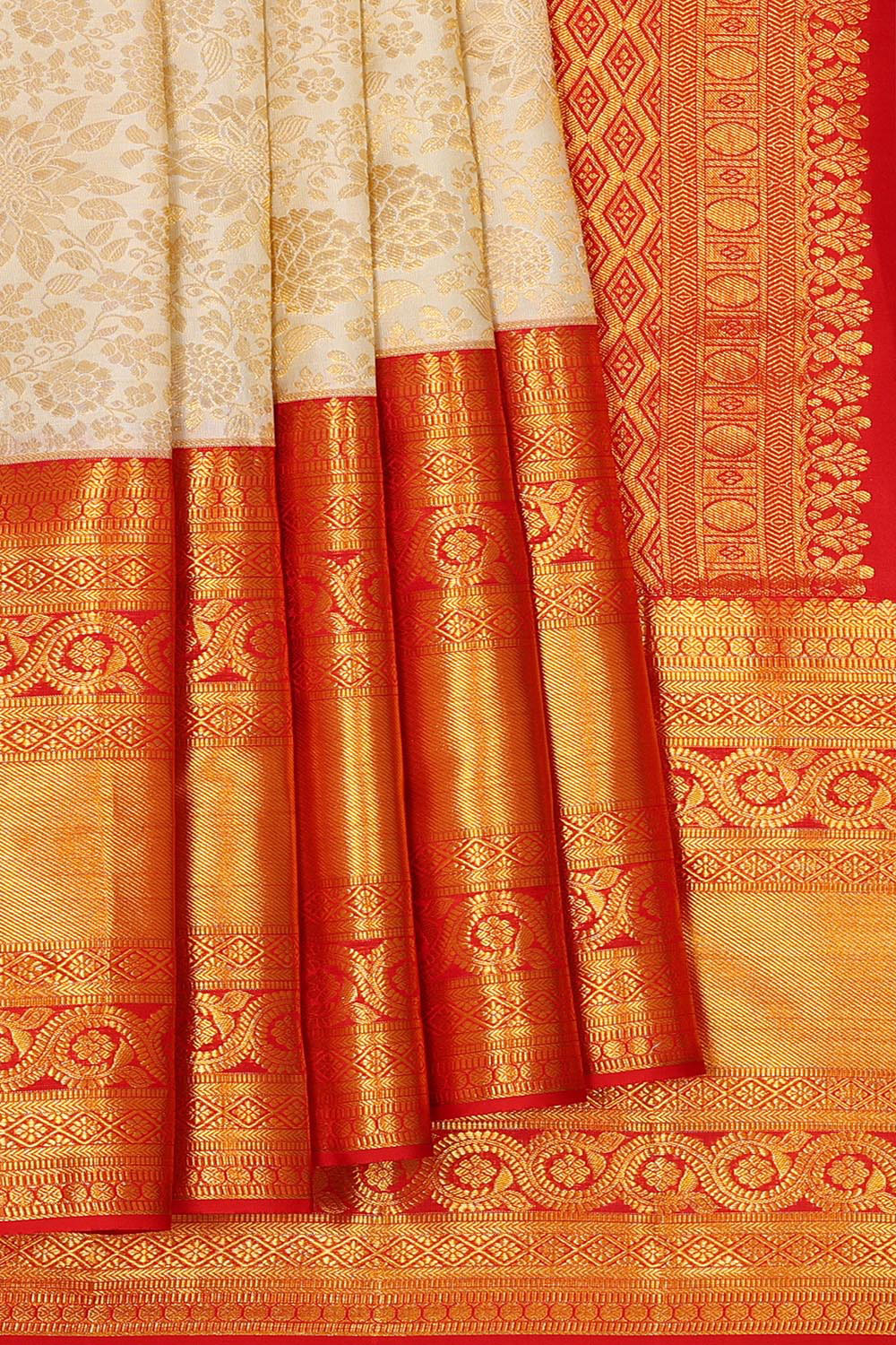 Kanchipattu Cream Brocade Saree