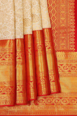 Image of Kanchipattu Cream Brocade Saree