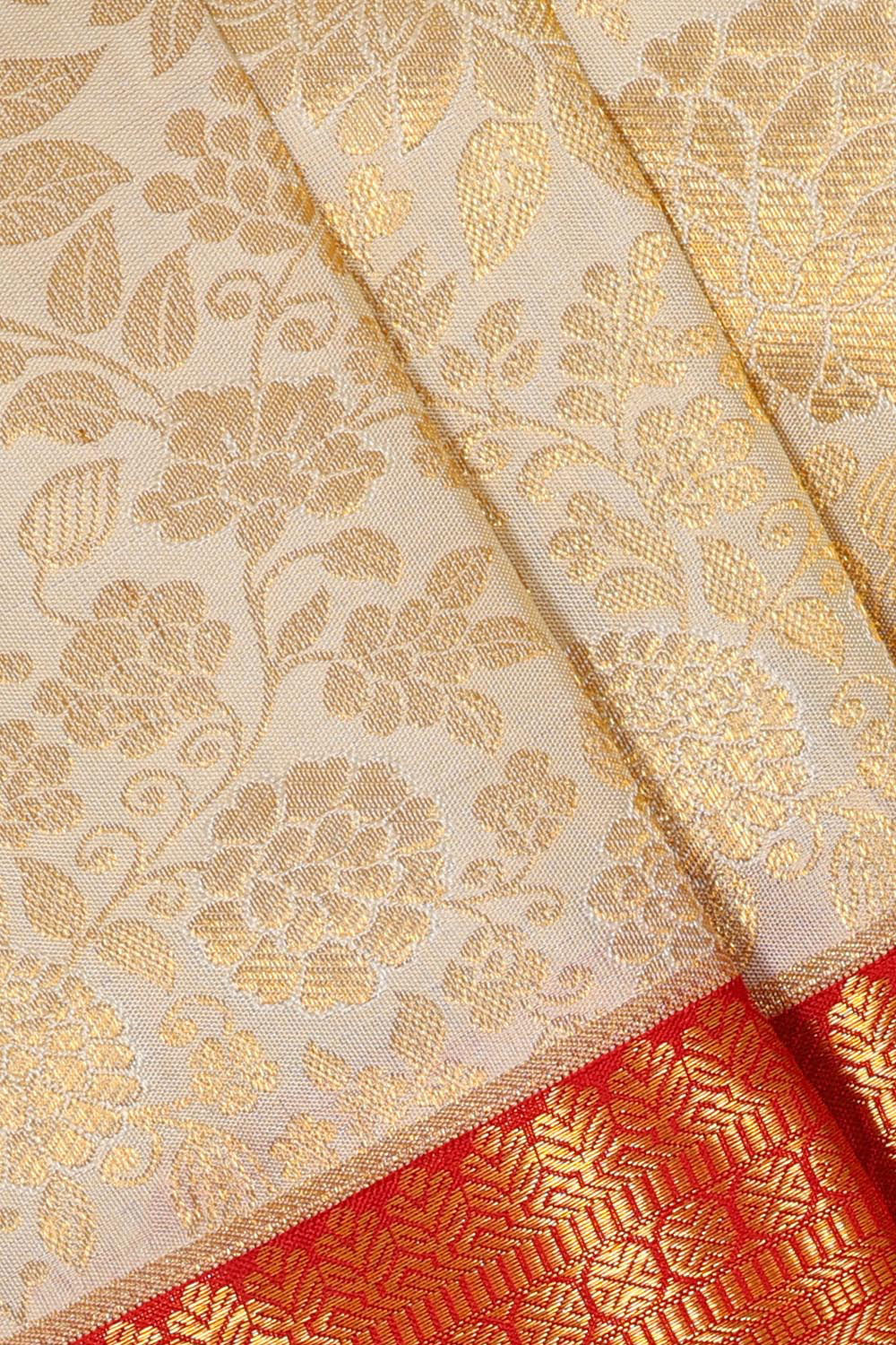 Kanchipattu Cream Brocade Saree