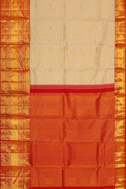 Image of Kanchipattu Cream Brocade Saree