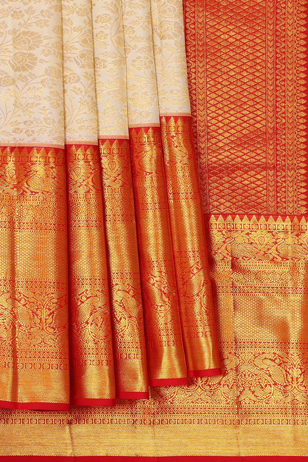 Kanchipattu Cream Brocade Saree