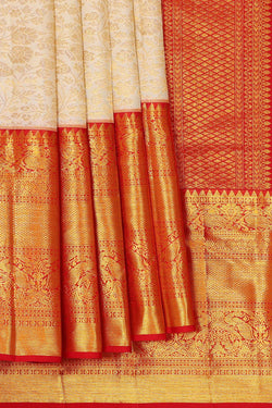 Image of Kanchipattu Cream Brocade Saree