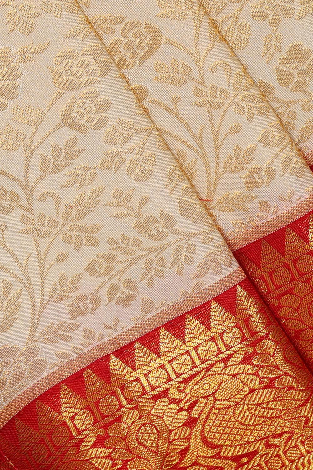 Kanchipattu Cream Brocade Saree