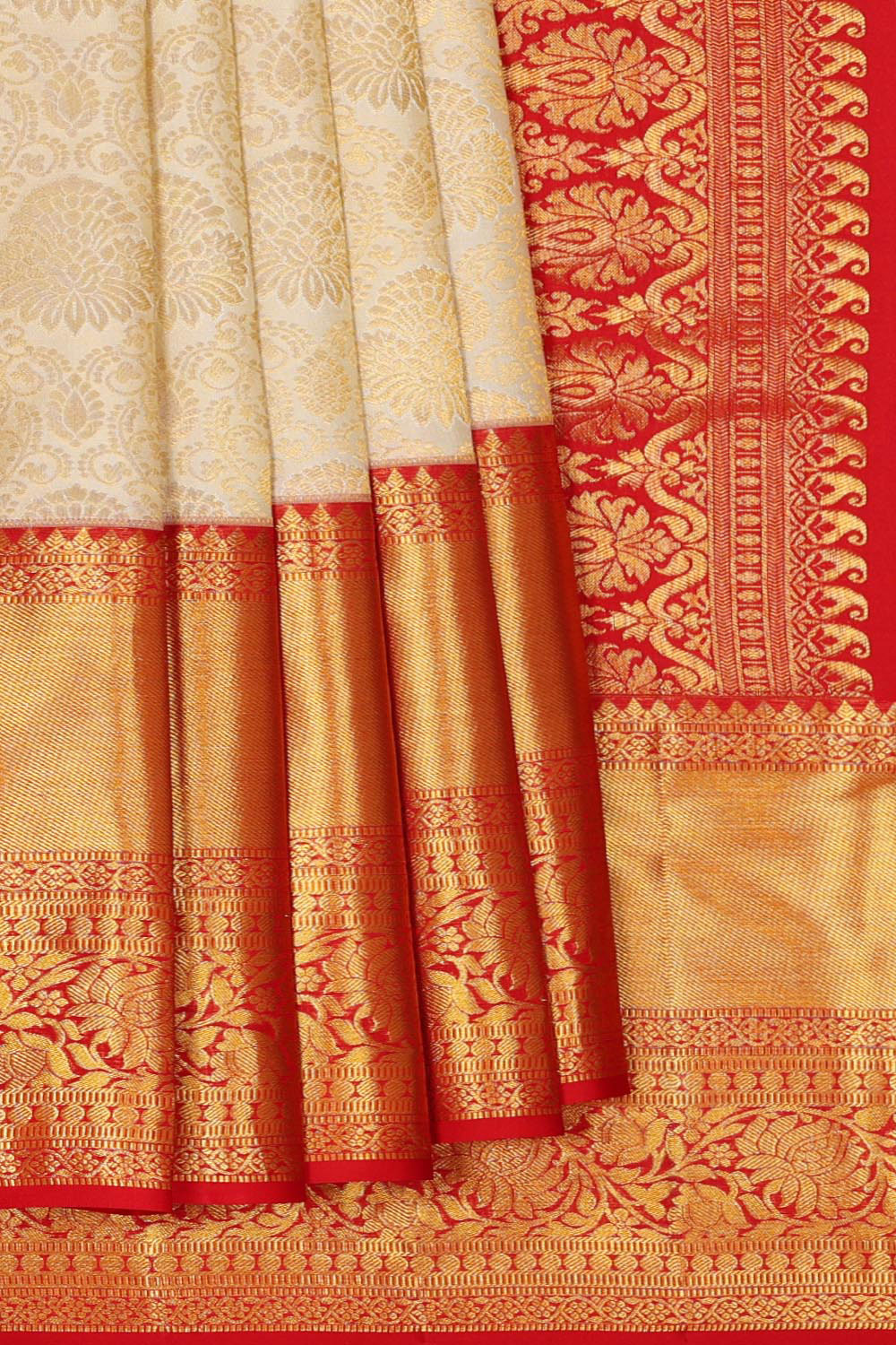 Kanchipattu Cream Brocade Saree